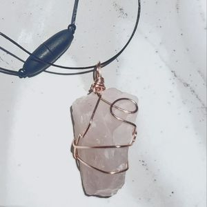 Rose Quartz Wire Wrapped Gemstone Necklace